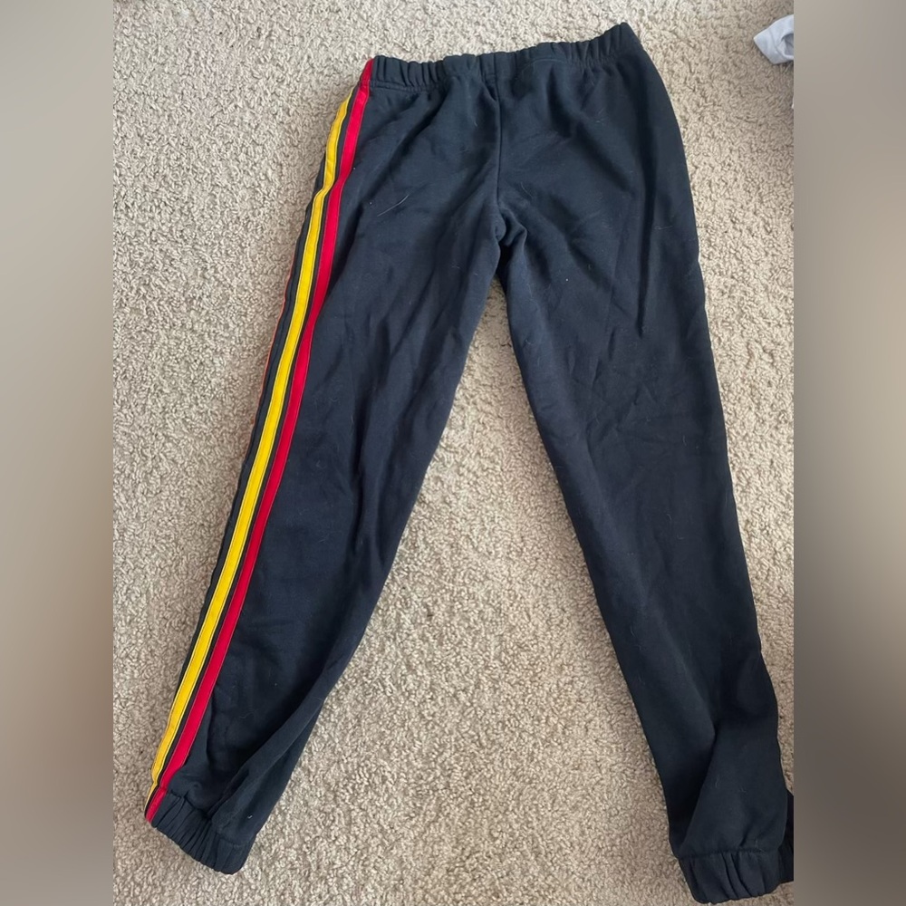 Vanilla Star Black Track Pants with Vibrant Stripes